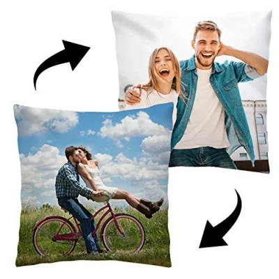Afbeelding van Gepersonaliseerd fotocadeau, dubbelzijdig bedrukt met eigen foto, 45 x cm, fotokussen je foto en tekst aan beide zijden bedrukt, verjaardag, Valentijnsdag (met vulling) [091]