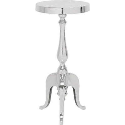 Afbeelding van Kare Design bijzettafel Barocco, zilver, woonkamertafel, nachtkastje, aluminium frame, 62 x 27 cm (H B D)