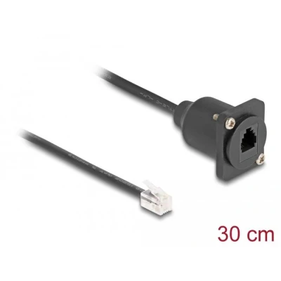 Afbeelding van Delock D Typ RJ10 Kabel Stecker zu Buchse schwarz 30 cm HQ products