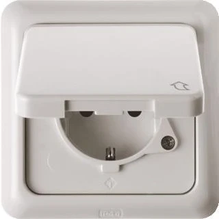 Afbeelding van Berker wandcontactdoos+ra inbouw IP44 klapdeksel/raam 1 v creme