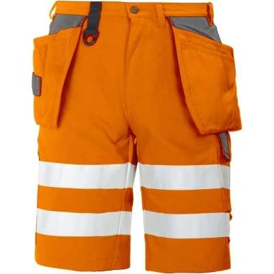 Afbeelding van ProJob 6503 SIGNALISATIESHORT MET SPIJKERZAKKEN EN ISO 20471 KLASSE 2 646503 oranje/grijs C62