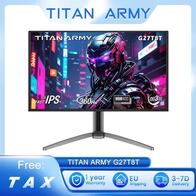 Afbeelding van TITAN ARMY G27T8T Gaming Monitor, 26,5 inch 2560*1440 QD OLED scherm, 360Hz Refresh Rate, 0,03ms GTG, 1000 nits, HDR 400, Adaptive Sync, Game Assist, 65W Type C opladen, Dual Speakers, Ambient Light, 2*HDMI 2.1 1*DP 1.4 1*USB A B 1*Audio