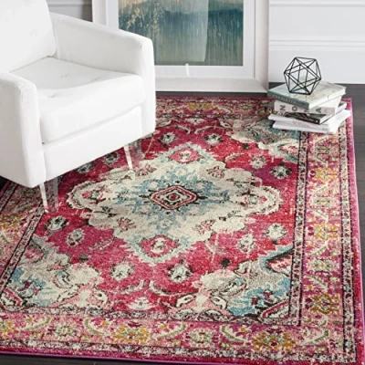 Afbeelding van Safavieh gewassen tapijt modern patroon, MNC224 MNC224. 120 x 180 cm roze/meerkleurig.