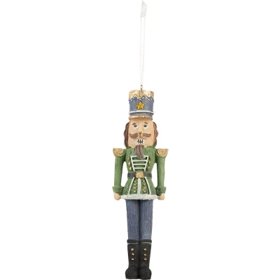Afbeelding van Clayre &amp; Eef Kersthanger Notenkraker 4x3x13 cm Groen Blauw Kunststof Kerstbal