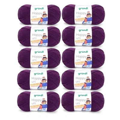 Afbeelding van Gründl Happy uni (brei en haakgaren met wolachtig karakter van 100% polyacryl, anti pilling, 100 g / 250 m, naalddikte: 4 5, 10 x g), pruim, 40 39 9 cm