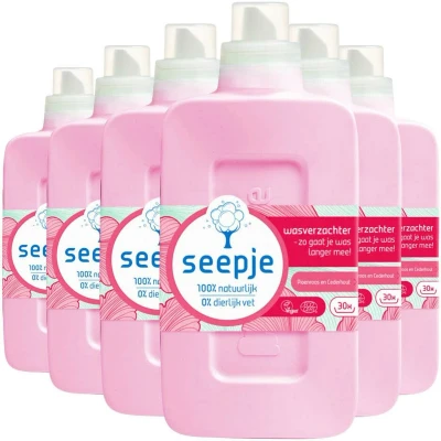Afbeelding van 6x Seepje Wasverzachter Pioenroos en Cederhout 30 Wasbeurten 750 ml