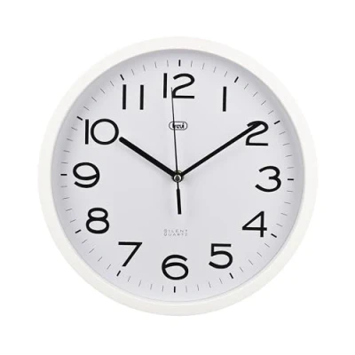 Afbeelding van Trevi OM 3302 S wandklok, diameter 30 cm, stil sweep uurwerk, wit