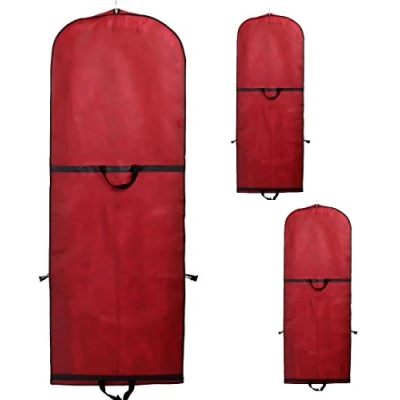 Afbeelding van TUKA i AKUT 3 Stuks Ademende Kledingtas 180 cm x 64 cm, Opvouwbare Beschermhoes Kledinghoes, Vervoeren/Langdurige Opslag voor Trouwjurken Avondjurken Pakken enz, Donkerrood TKB1001 darkred 3x