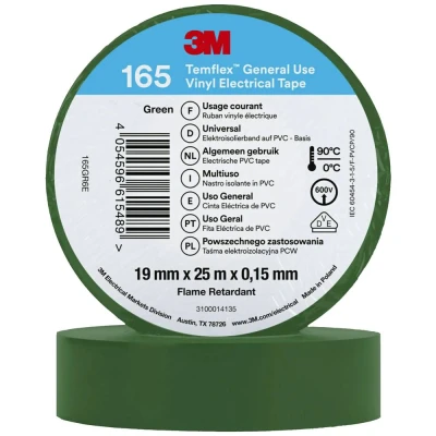 Afbeelding van 3M Temflex™ 165 165GR6E Isolatietape Temflex Groen (l x b) 25 m 19 mm 1 stuk(s)