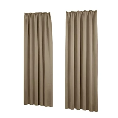Afbeelding van Deconovo Set van 2 verduisteringsgordijnen, thermische isolatie, raamgordijn voor slaapkamer, keuken, woonkamer, 140 x 160 cm, taupe