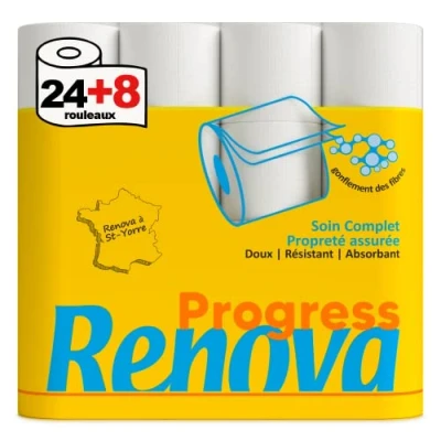 Afbeelding van Renova Progress toiletpapier 2 laags wit 24+8