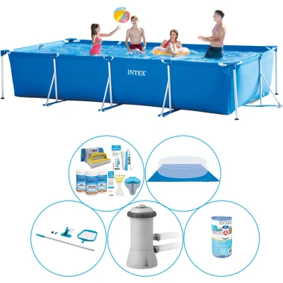 Afbeelding van Intex Frame Pool Rechthoekig 450x220x84 cm 6 delig Zwembad Combi Deal
