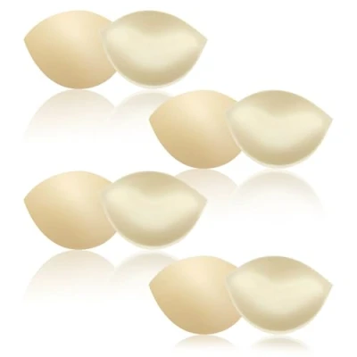 Afbeelding van FUIPVGI 4 paar BH pads inzetstukken, verwijderbare push up borstversterker beha schuim spons inserts inzetstukken voor bikini lingerie top badpak, Beige, one size