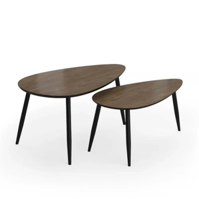 Afbeelding van Vicco Veyo Salontafel set 98 x 60 cm Set, 2 delen Notelaar/zwart