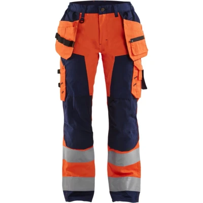 Afbeelding van Blaklader Dames werkbroek High Vis met spijkerzakken 7156 1811 Oranje/Marineblauw C50