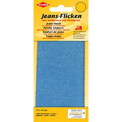 Afbeelding van Kleiber + Co.GmbH Jeans strijkpatches, polyester, lichtblauw, 15x17 cm