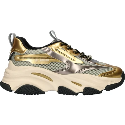 Afbeelding van Steve Madden Possession Sneakers laag, Dames, Maat: 36, Ice pewter/gold Imitatieleer/ textiel
