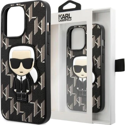 Afbeelding van Karl Lagerfeld KLHCP13LPMNIKBK hoesje voor iPhone 13 Pro / hardcase zwarte monogram Ikonik patch