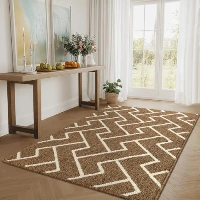Afbeelding van Biscpro Deurmatten voor Binnen, 90 x 150 cm,Antislip Achterkant,Vuilvangmat,Absorberende Antislipdeurmat Ingang,Binnen,Keuken,Achterdeur,Huisdieren en Tuin (Brown)