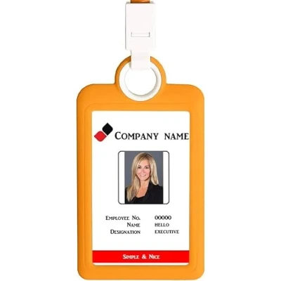 Afbeelding van Badgehouder ID Badge Kaarthouder Verticaal met Lanyard Silicon Neck Strap Heavy Duty kaart Visitekaartje Kantoren Levert Geel