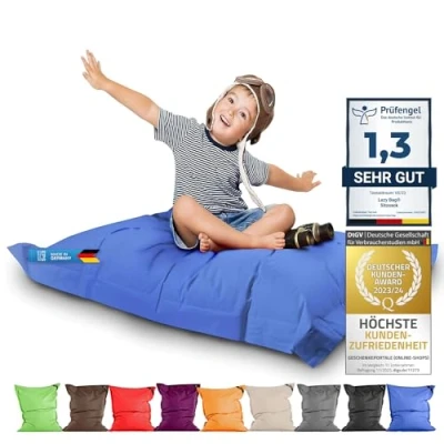 Afbeelding van Enorme zitzak XL 160 x 125 cm met 300 liter zitkussen 2 in 1 voor kinderen en vol comfortabel een gebouw 3 miljoen EPS kralen perfecte ergonomie Duitse Merkfabrikant
