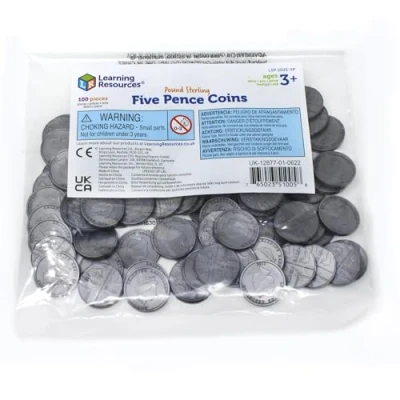 Afbeelding van Learning Resources Vijf pence Munten 100 Stuks Set