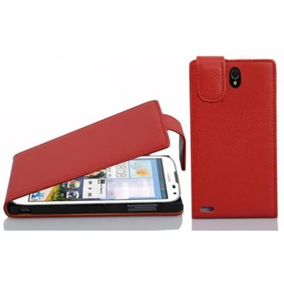 Afbeelding van Cadorabo Hoesje geschikt voor Huawei ASCEND G610 in INFERNO ROOD Beschermhoes flip design Case Cover van getextureerd imitatieleer