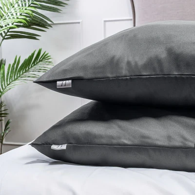 Afbeelding van Kussenslopen Luna Uni: 2 PACK Effen Antraciet Bedding Dekbed Discounter.nl
