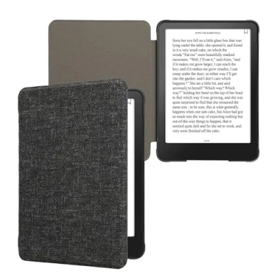 Afbeelding van kwmobile hoes geschikt voor Amazon Kindle Paperwhite (2024)/Colorsoft Stoffen beschermhoes e reader in donkergrijs