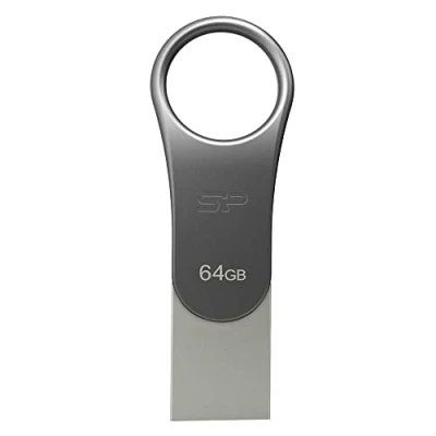 Afbeelding van Silicon Power C80 Dual USB Pendrive Mobile 64GB C Grey