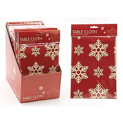 Afbeelding van PM233 tafelkleed met sneeuwvlokkendesign, 137,2 x 182,9 cm, rood