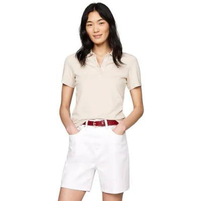Afbeelding van Tommy Hilfiger 1985 SLIM Poloshirt, Dames, Maat: Large, Classic beige