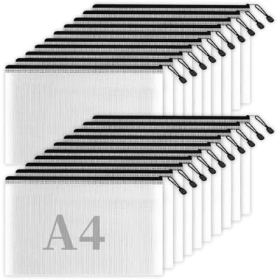 Afbeelding van 20 stuks documententas A4, waterdichte met rits, rits plastic, transparante ritszakken voor papier, documenten, cosmetica en reisbenodigdheden