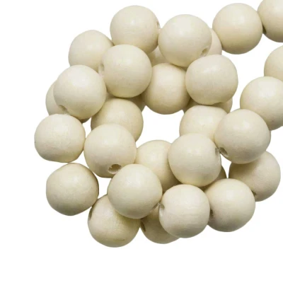 Afbeelding van Houten Kralen Intense Look (20 mm) White stuks)
