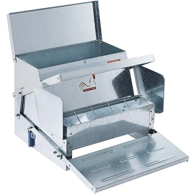 Afbeelding van VEVOR Automatische Voederbak 11kg Capaciteit Gegalvaniseerd Staal Kip Pluimvee met Magnetische Lock Feed Dispenser Trough