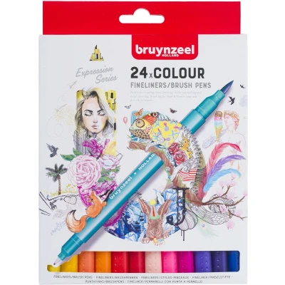 Afbeelding van Bruynzeel Fineliner Brushpennen, 24st.