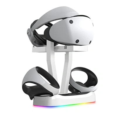 Afbeelding van EMEBAY houder en laadstation met RGB lampen voor PS VR2, indicatoren hoofdtelefoon, virtuele realiteit, oplader compatibel Play*station VR2