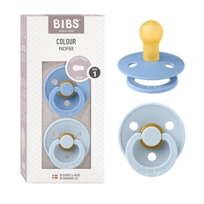 Afbeelding van BiBS Colour Pacifier Stage 1 Fopspeen 0+ maanden 2 stuks Sky Blue / Baby