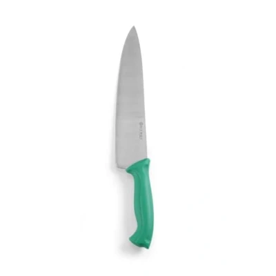 Afbeelding van HENDI Koksmes, puntig lemmet, voor groenten en fruit, extra scherp, HACCP, Santoku mes, keukenmes, universeelmes, lemmet lengte: 240mm, 377x53x(H)22mm, roestvast staal, polypropyleen, groen