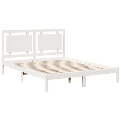 Afbeelding van vidaXL Bedframe extra lang zonder matras massief hout wit 140x220 cm