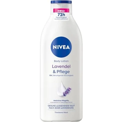 Afbeelding van NIVEA Body Lotion Lavendel &amp; Verzorging, lichaamscrème met lavendelgeur en diepteverzorging serum voor 72 uur vocht, bodylotion oliën van natuurlijke oorsprong (400 ml)