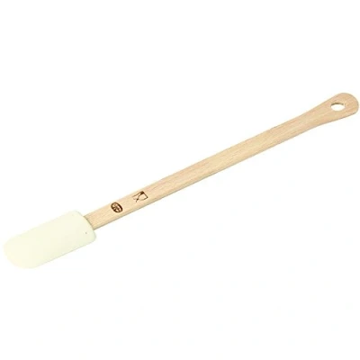 Afbeelding van Dr. Oetker Deegschraper, deegspatel met houten handvat, hoogwaardige spatel, schraper voor het uitstrijken en schrapen (afmetingen ca.: 25 cm x 2,8 cm), hoeveelheid: 1 stuk, wit