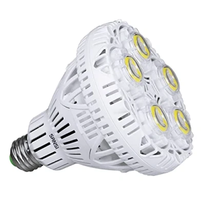 Afbeelding van SANSI 30 W (250 equivalent) BR30 ledlamp, werkplaatslamp 4000 lumen, 5000 K wit, CRI 80, E27 gloeilampen voor garage, kelder, magazijn, fabriek, kerk, schuur, sporthal, niet dimbaar