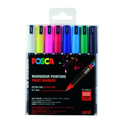 Afbeelding van Uni ball Paint Marker Op Waterbasis Posca Pc 1mr, Doos Van 8 Stuks In Geassorteerde Kleuren Paintmarker