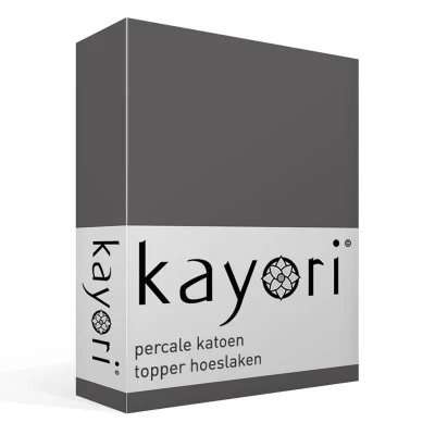 Afbeelding van Topper Hoeslaken Kayori Shizu Antracite (Percal) 100 x 200 cm