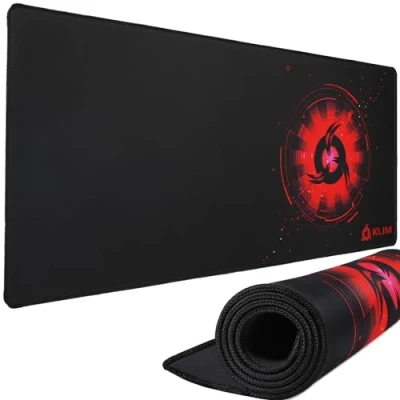 Afbeelding van KLIM muismat XXL Geavanceerd oppervlak Extra grote gaming antislip rubberen onderlegger Zeer nauwkeurig getextureerd 900 x 400 4 mm rood