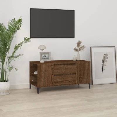 Afbeelding van Tv meubel 102x44,5x50 cm bewerkt hout bruin eikenkleur