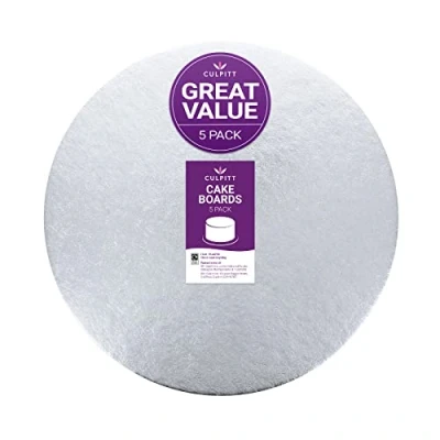 Afbeelding van Culpitt Cut Edge Ronde Kaart, 4 Inch Cake Kaarten, Zilveren Boards, 1,8 mm Dik, 5 Pack (101mm)