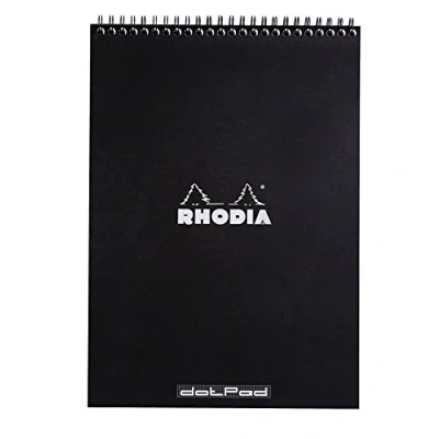 Afbeelding van Rhodia 185039C Note Pad met dubbele spiraal, DIN A4, Dot Grid, 80 g, 21 x 29,7 cm, vellen, zwart