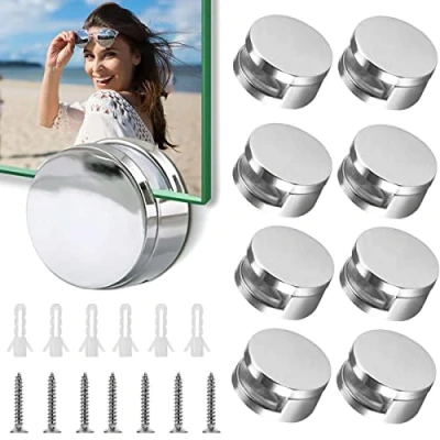 Afbeelding van Uni Fine 8 stks Glas Klem Badkamer Spiegel Clips, Zinklegering Wandbeugel Ronde Clips Set Houder Ondersteunende 15KG Plank Beugels met Stekkers en Schroeven